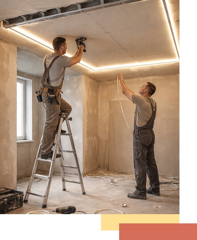 Потолок из гипсокартона с подсветкой в Салавате