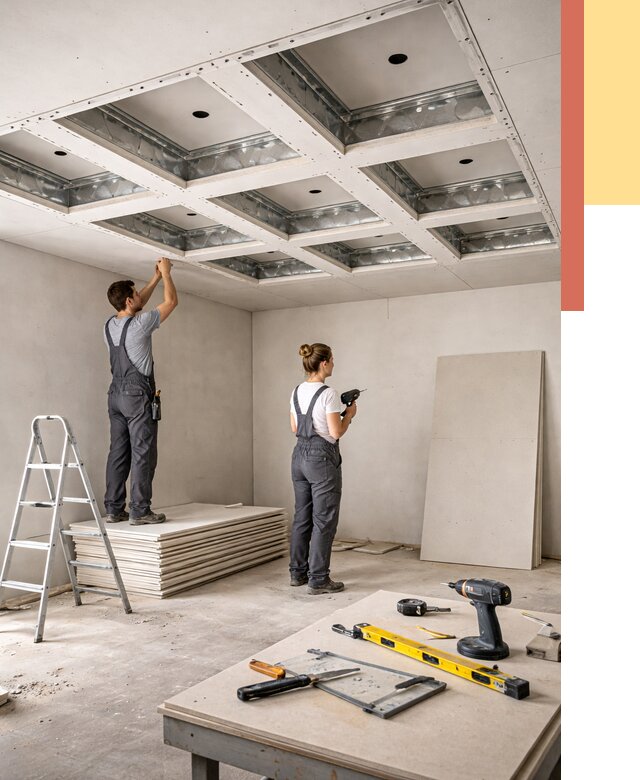 Кессонный потолок из гипсокартона в Салавате от 1974 руб. — монтаж и под ключ | ОТДЕЛОЧНИК-Слв