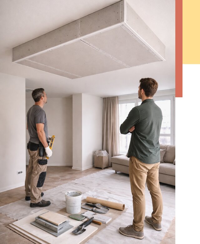 Короб на потолке из гипсокартона в Салавате от 2347 руб. — монтаж и услуги под ключ | ОТДЕЛОЧНИК-Слв