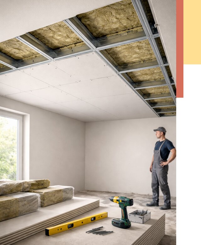 Звукоизоляция потолка ГКЛ в Салавате от 1014 руб. — монтаж под ключ | ОТДЕЛОЧНИК-Слв