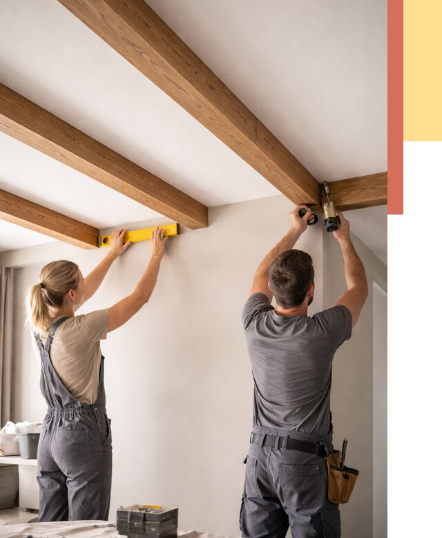 Монтаж декоративных балок на потолок в Салавате от 4481 руб. — ОТДЕЛОЧНИК-Слв